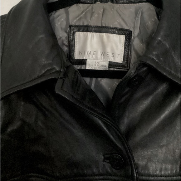 Nine West Black Leather Jacket L - Picture 2 of 3